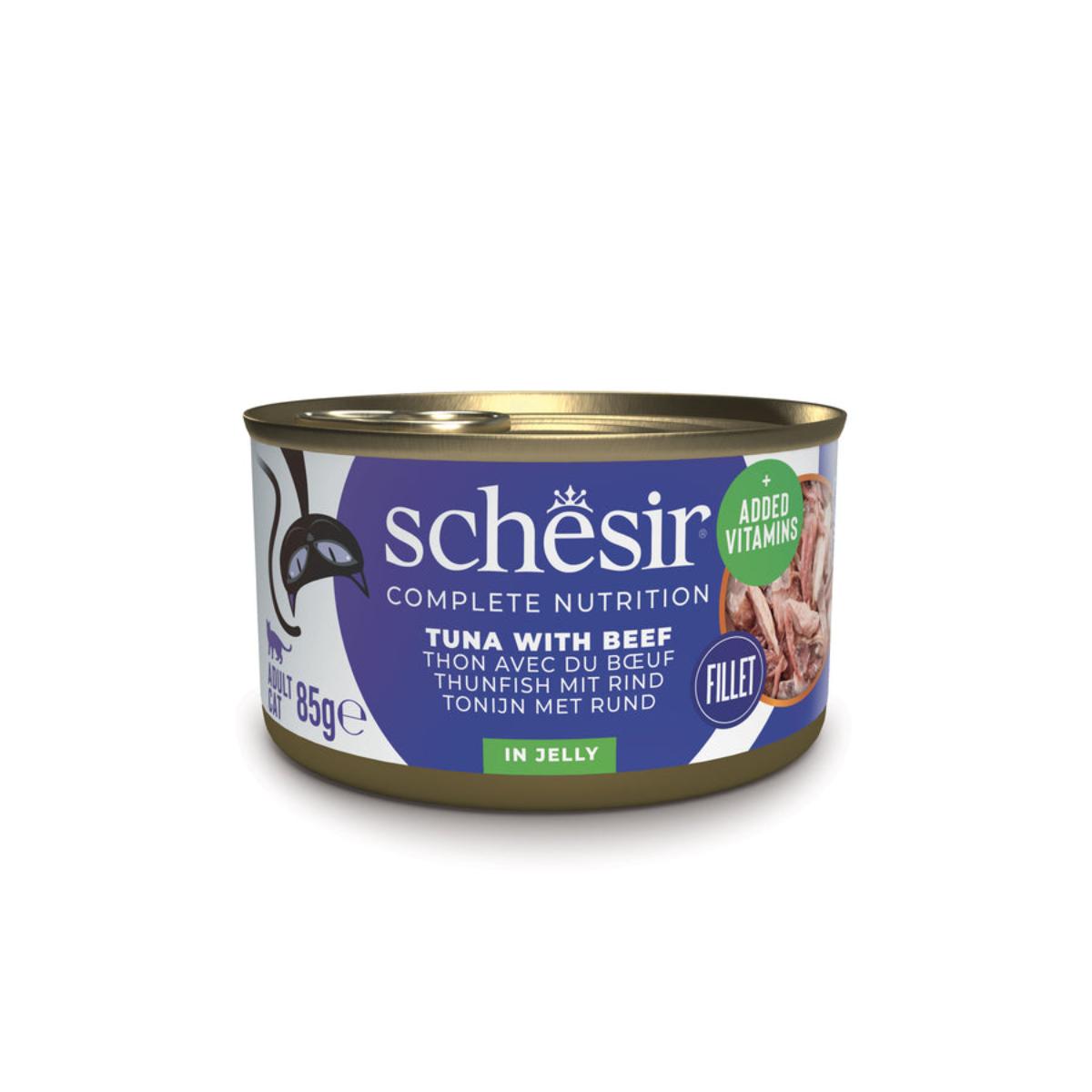 SCHESIR Complete Nutrition, Ton și Vită, conservă hrană umedă pisici, (în aspic), 85g - poza 1