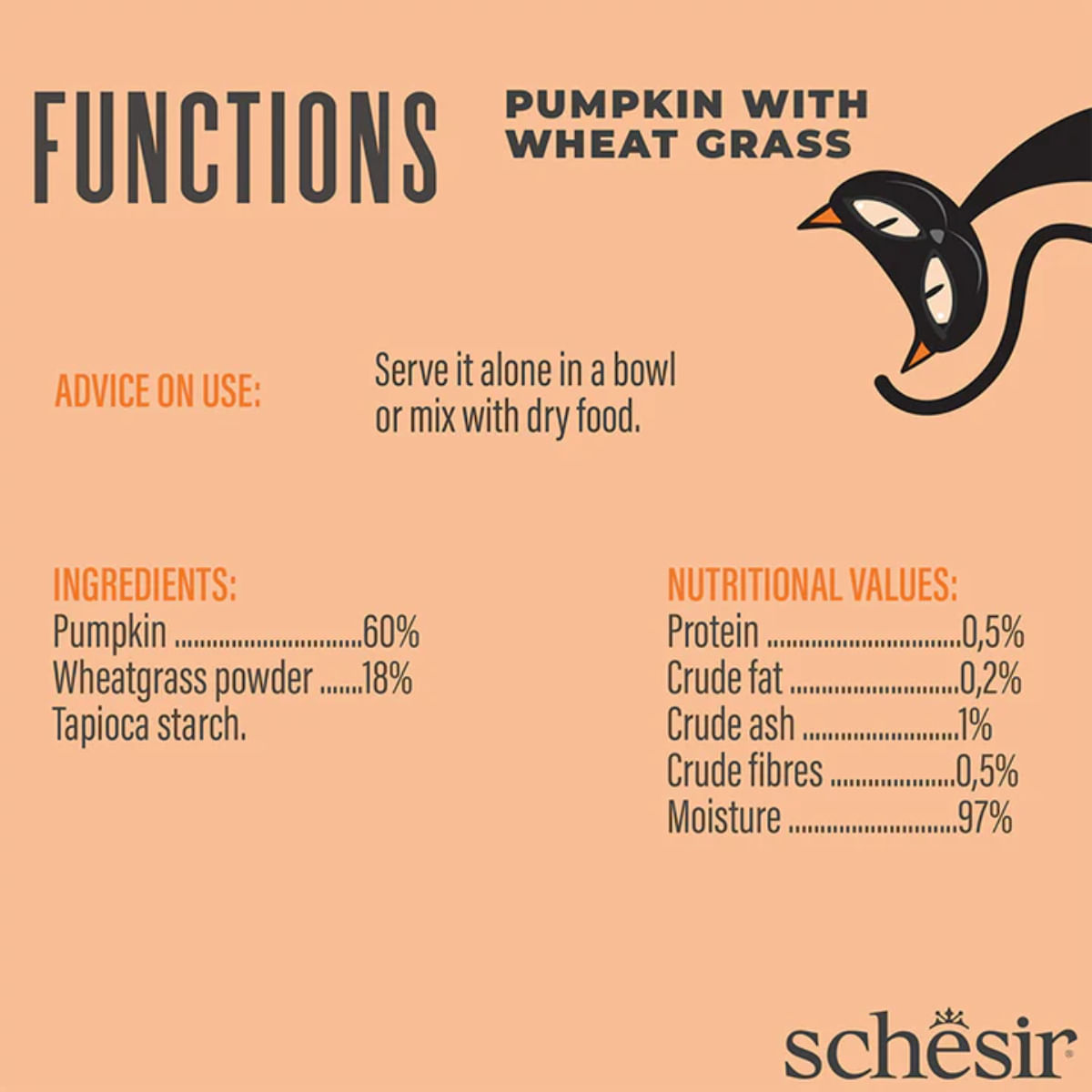 SCHESIR Functions Digestive Topper, dovleac, plic hrană umedă fără cereale pisici, sistem digestiv, (topping), 40g - poza 5