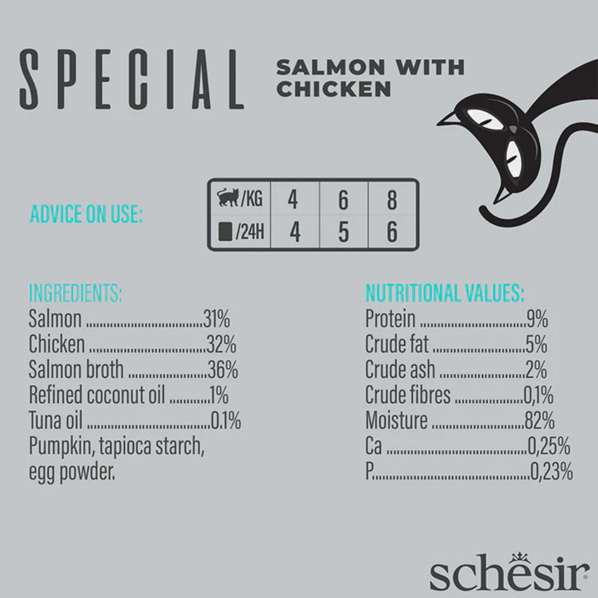 SCHESIR Special Skin & Coat, Somon și Pui, plic hrană umedă fără cereale pisici, piele & blană, (mousse), 70g - poza 5