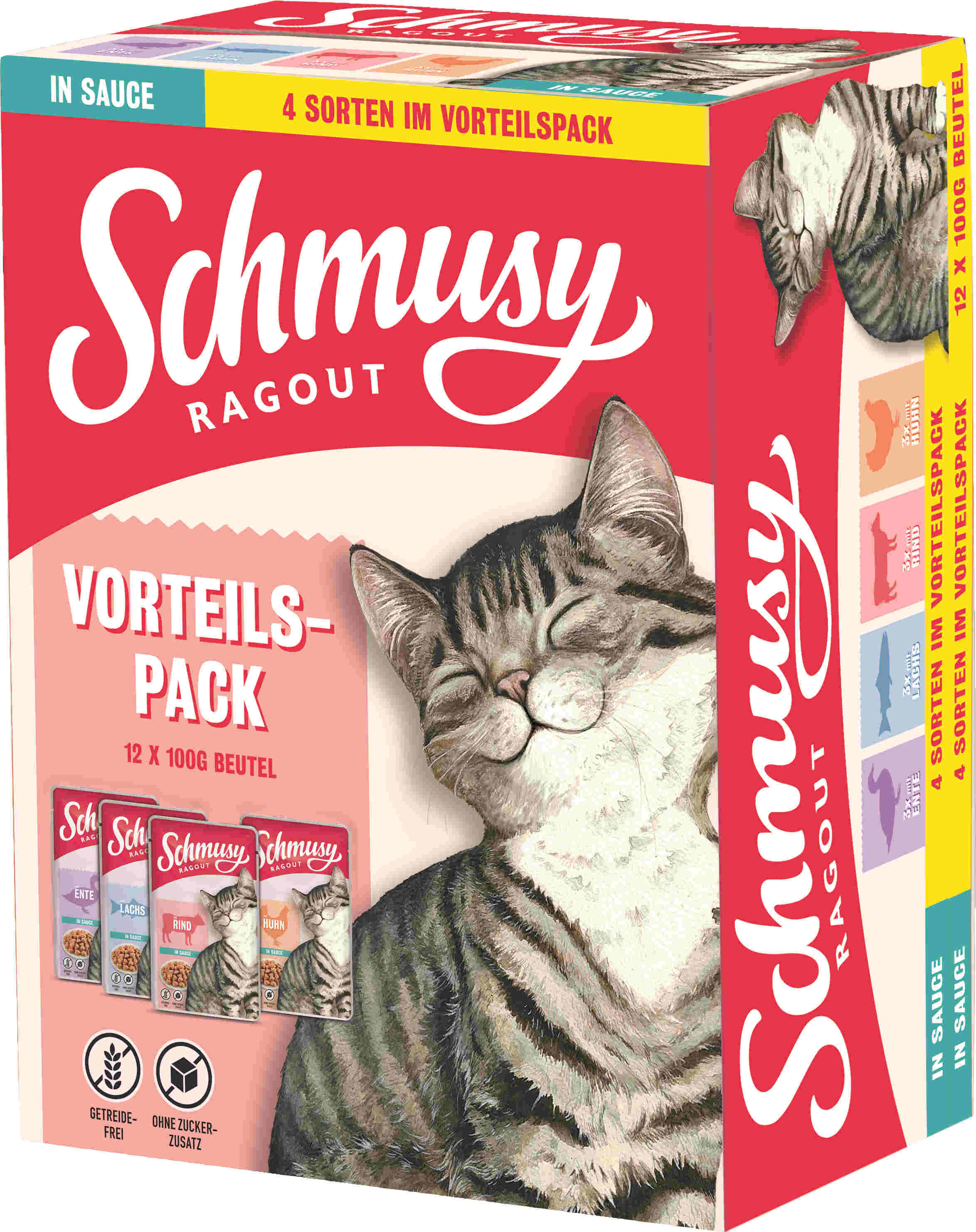SCHMUSY Ragout Pachet plicuri pentru pisici, în sos 12x100g