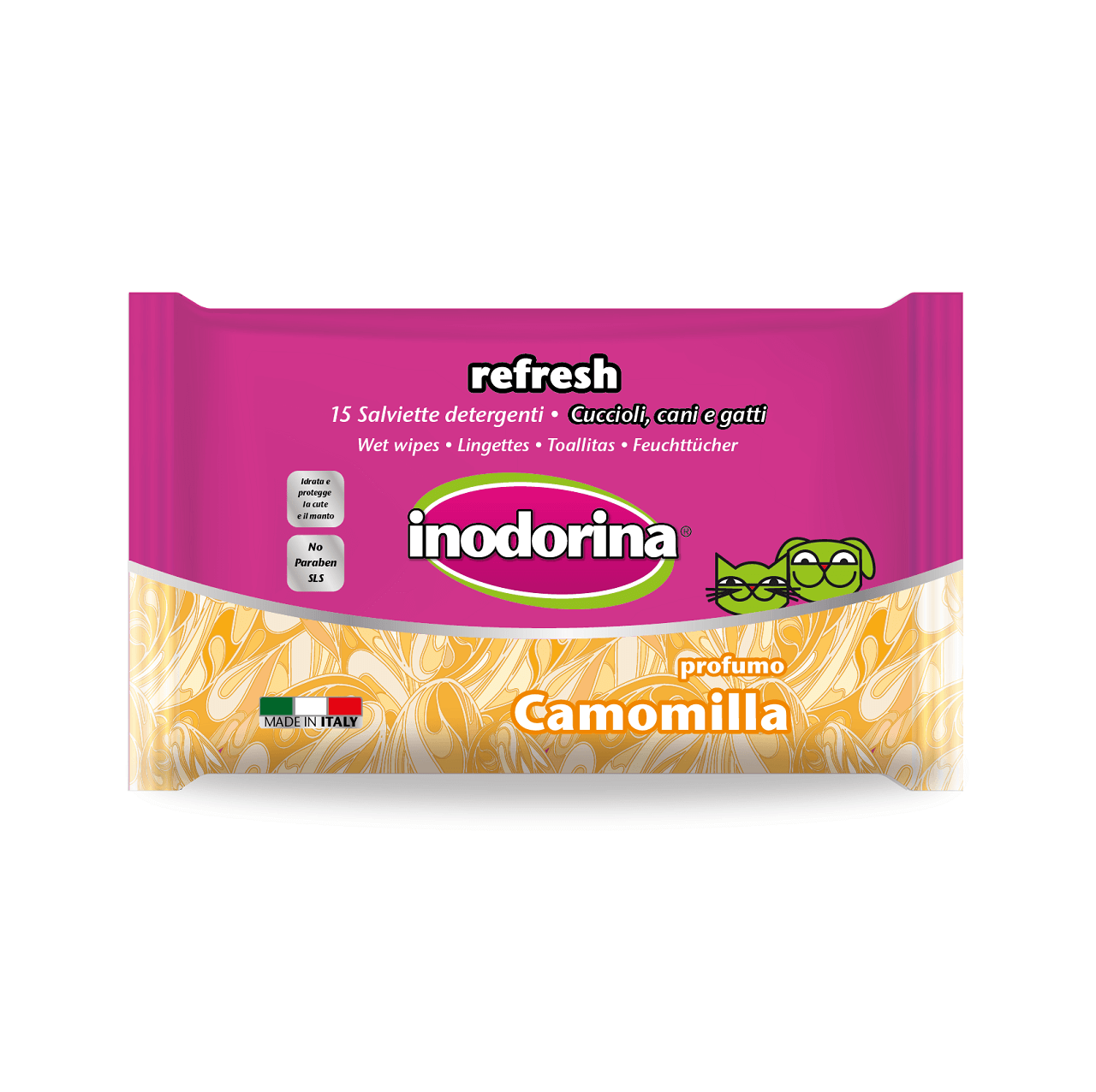Servetele Inodorina Refresh Camomile Ochi Si Urechi, 15 Buc - poza 1