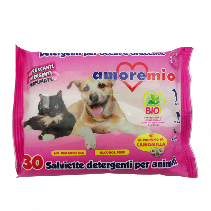 Servetele umede pentru caini si pisici Amore Mio, BIO, 30 bucati