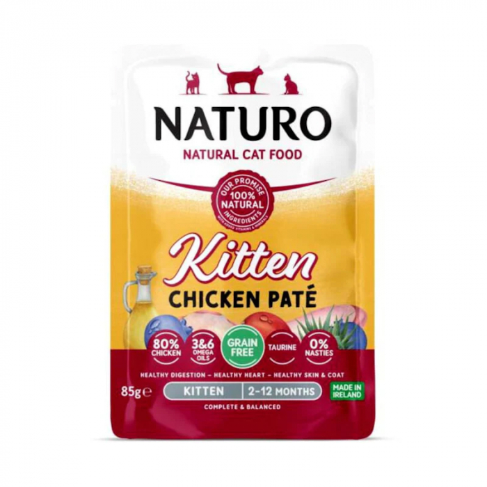 Set 12 buc x 85 gr Hrana umeda pentru pisici Naturo Kitten Mousse cu pui