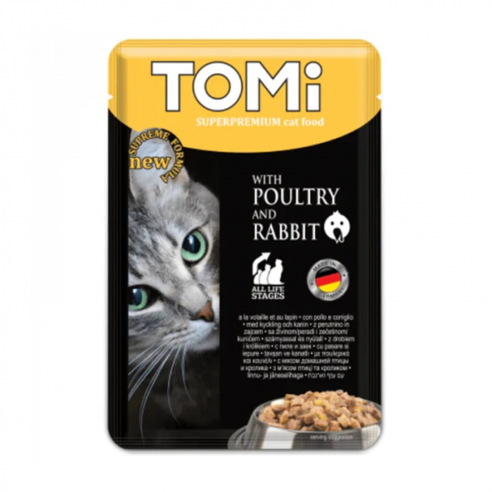 Set 20 buc x 100 gr Hrana umeda pentru pisici Tomi cu pui iepure