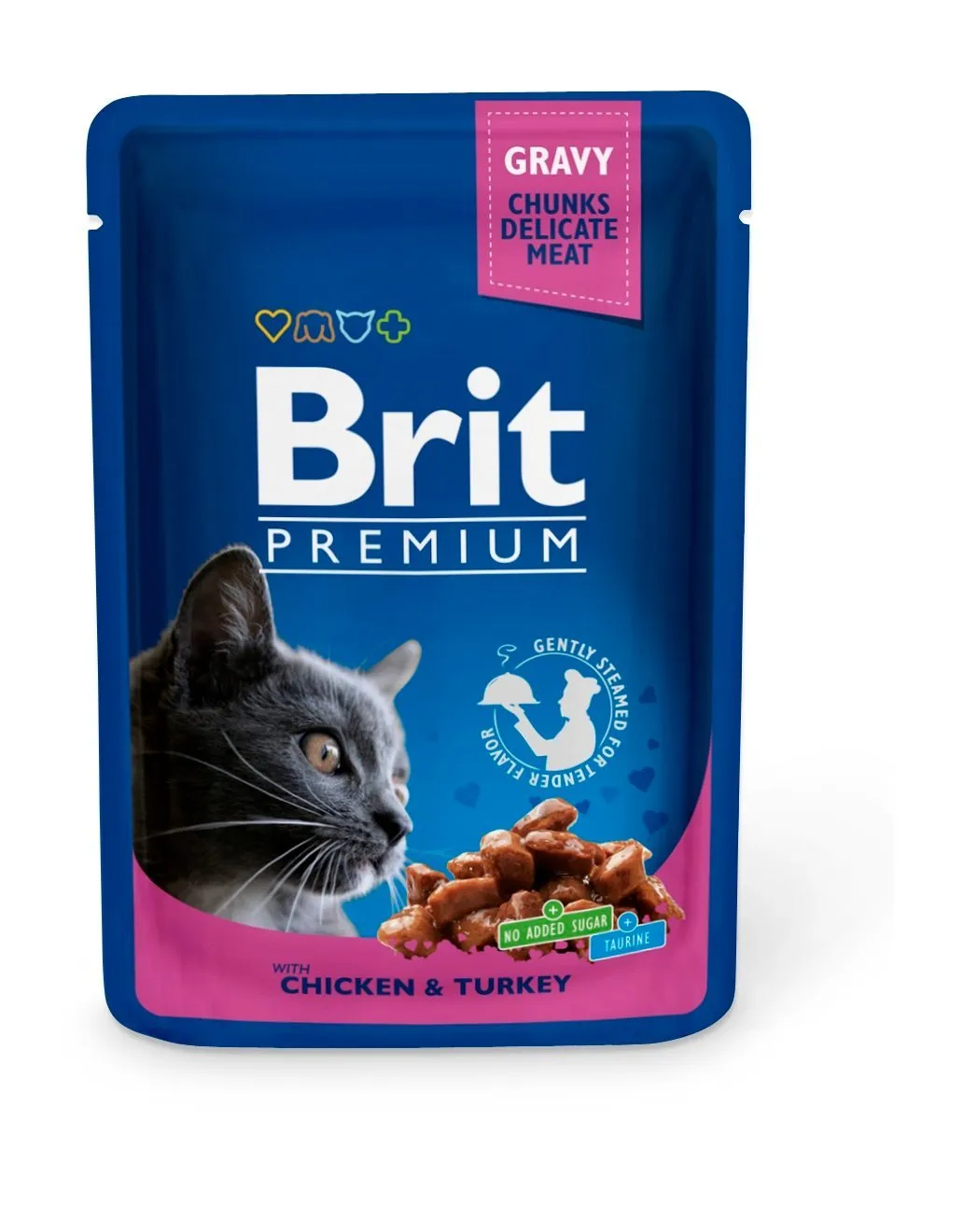 Set 24 buc x 100 gr Hrana umeda pentru pisici Brit Premium cu pui curcan
