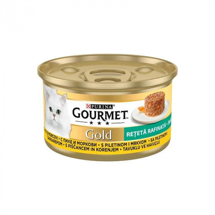 Set 24 buc x 85 gr Hrana umeda pentru pisici Gourmet Gold cu pui morcovi
