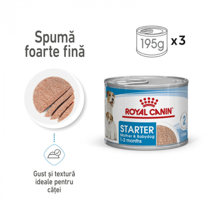 Set 3 buc x 195 g Hrana umeda pentru caini Royal Canin Starter Mousse