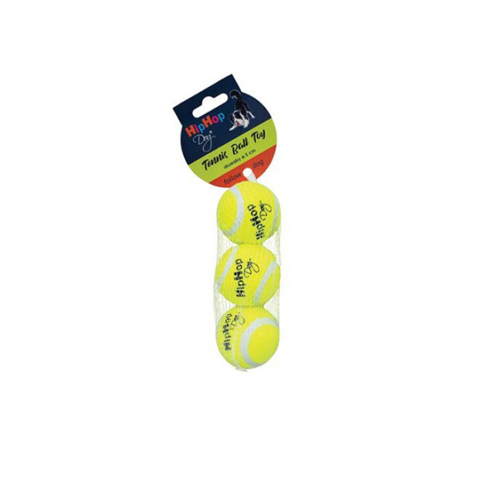 Set 3 mingi de tenis pentru caini HipHop 5 cm