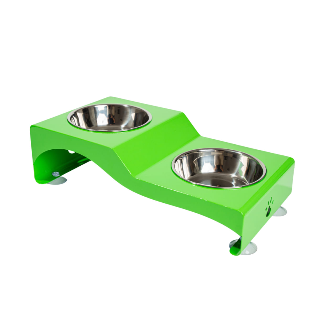 SHAW Boluri duble, set suport castroane câini + 2 boluri rotunde, antiderapant, inox, verde, 1buc - poza 1