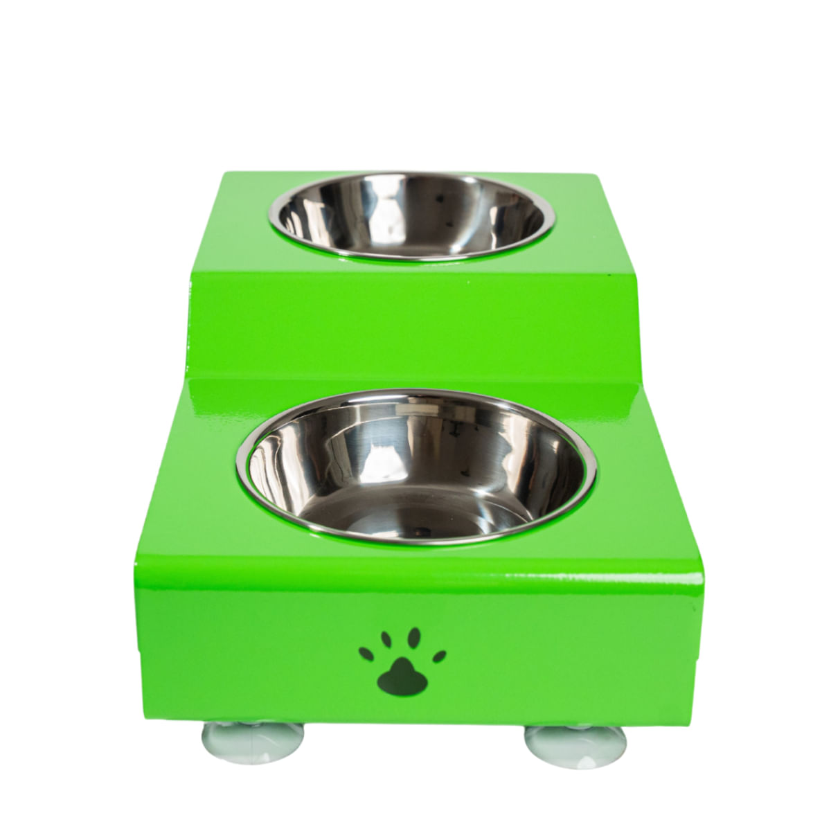 SHAW Boluri duble, set suport castroane câini + 2 boluri rotunde, antiderapant, inox, verde, 1buc - poza 4