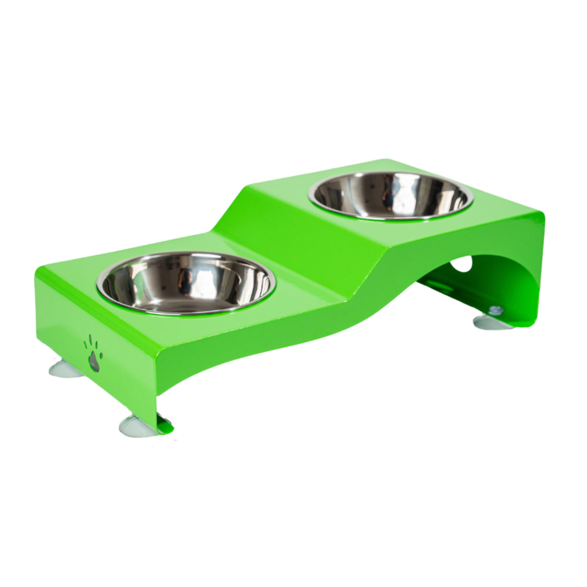 SHAW Boluri duble, set suport castroane câini + 2 boluri rotunde, antiderapant, inox, verde, 1buc - poza 5
