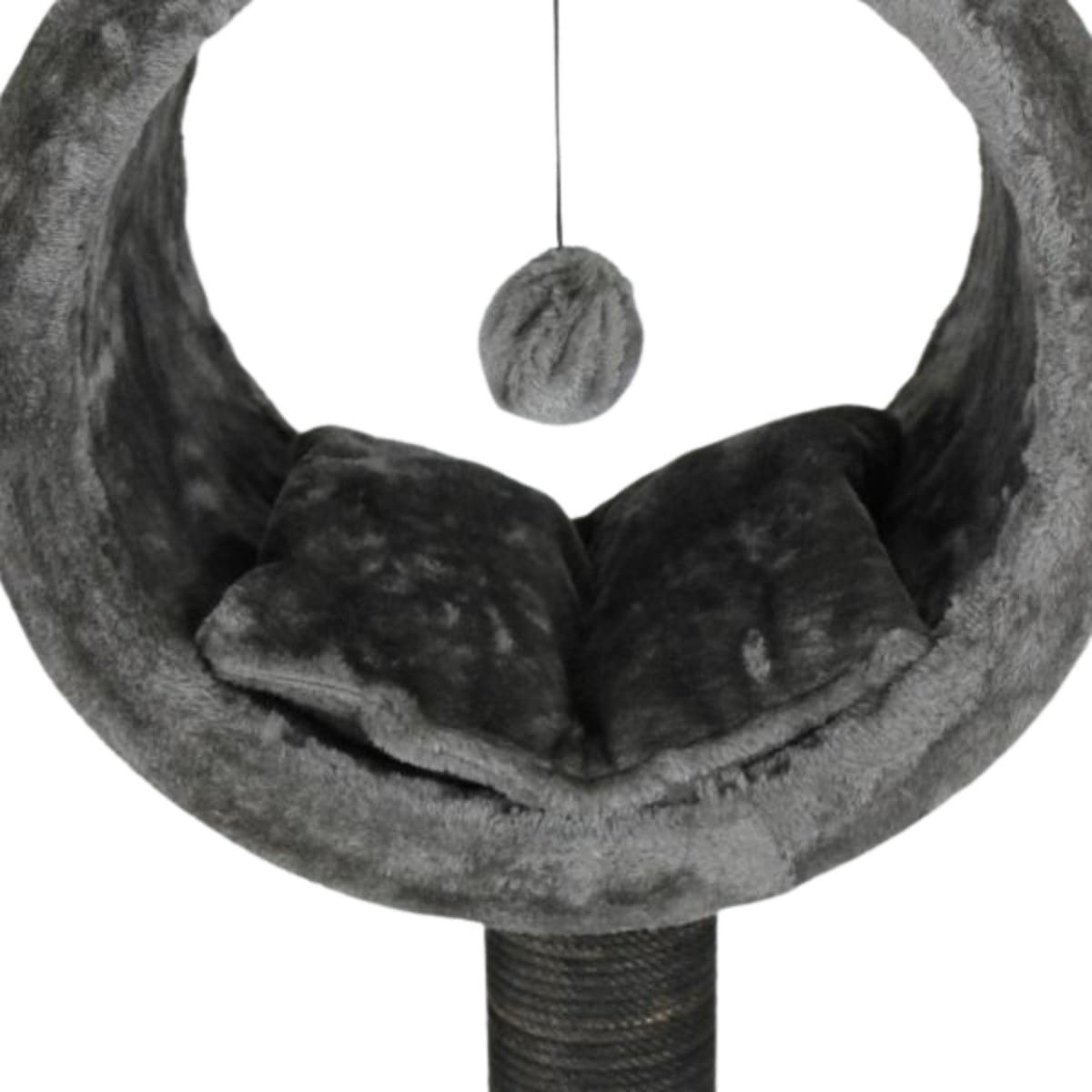 SHAW Bordo, ansamblu de joacă pisici, 1 etaj, MDF și pluș, elemente de zgâriat, elemente atârnate, gri, 42x42x90cm - poza 4