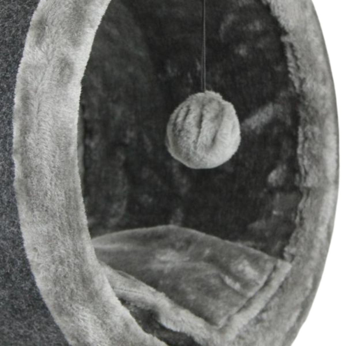 SHAW Bordo, ansamblu de joacă pisici, 1 etaj, MDF și pluș, elemente de zgâriat, elemente atârnate, gri, 42x42x90cm - poza 5