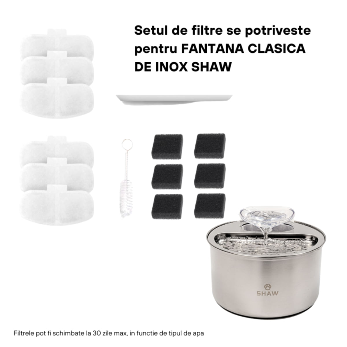 SHAW Clasic 9, filtre fântână, argintiu, 6buc - poza 1