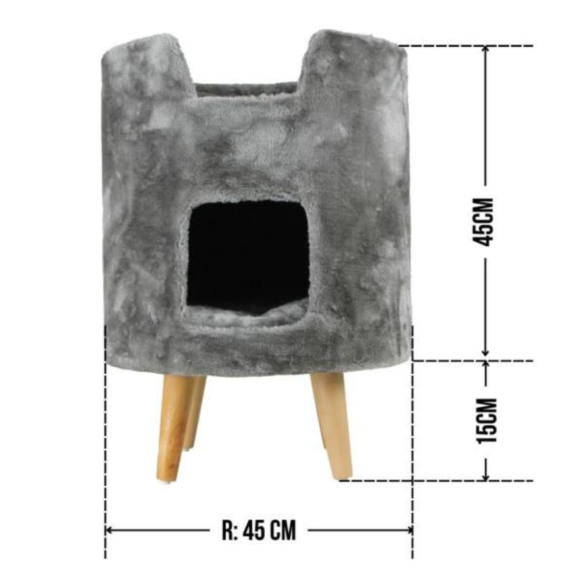SHAW Oslo, căsuța pisici, MDF gri, 45x45x60cm - poza 5