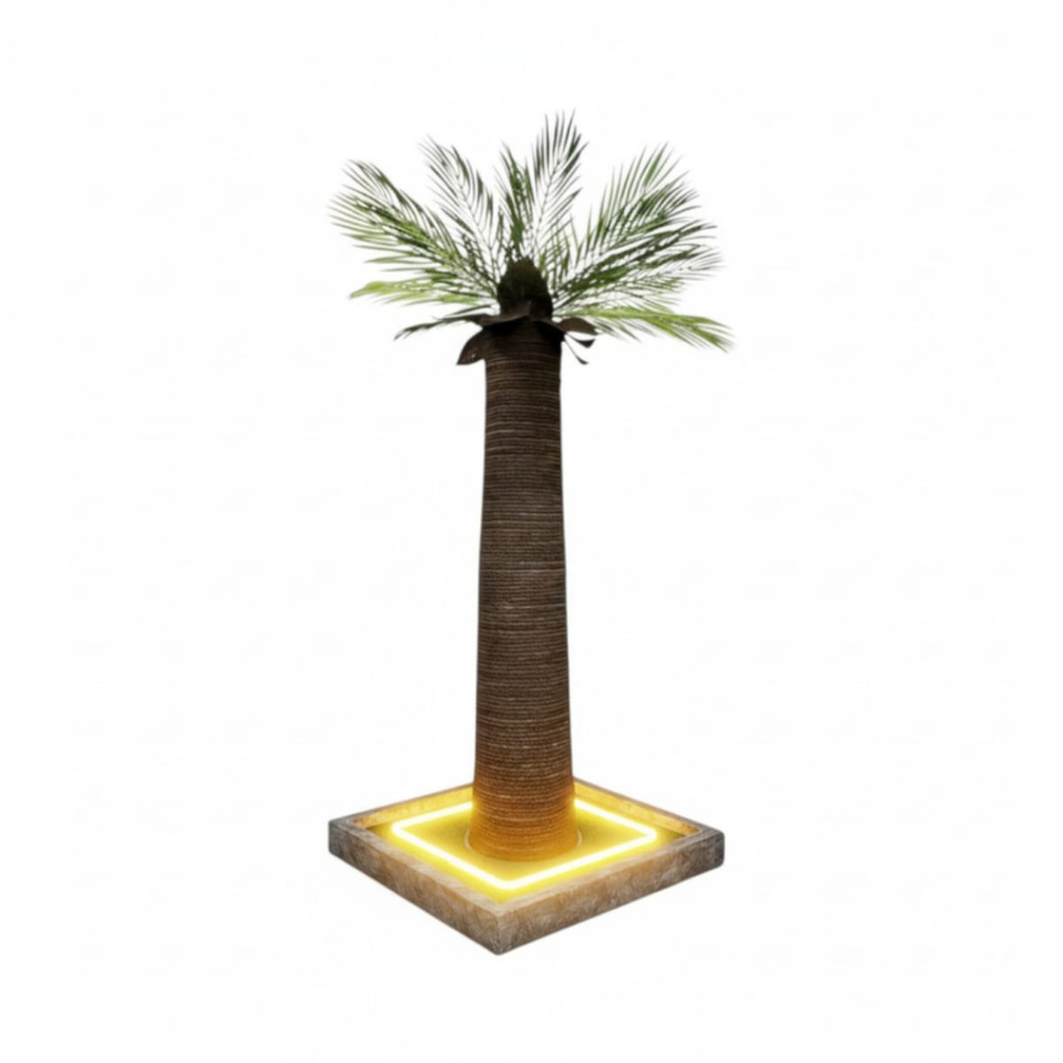SHAW Palmier cu LED, stâlp de zgâriat cilindric pisici, MDF și sisal, maro, 45x45x92cm - poza 2