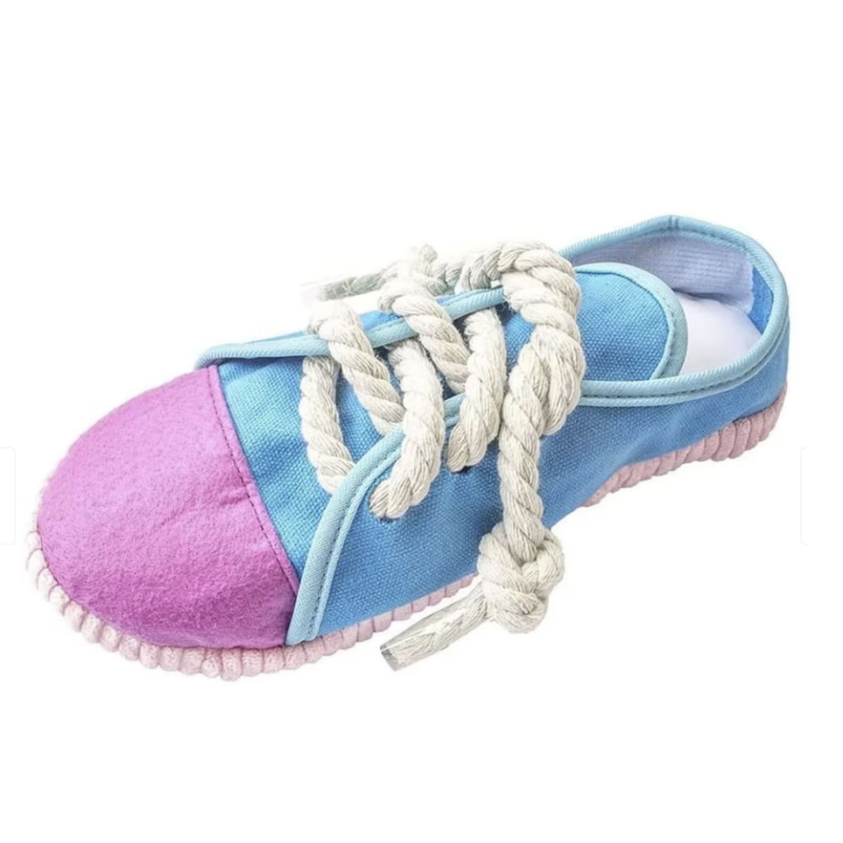 SHAW Pantof, jucărie de ros câini, dentiție, cu sunet, pânză SHAW Pantof, jucărie de ros câini XS-M, dentiție, cu sunet, pânză, albastru și roz, 24x10x8cm, 1buc - poza 1