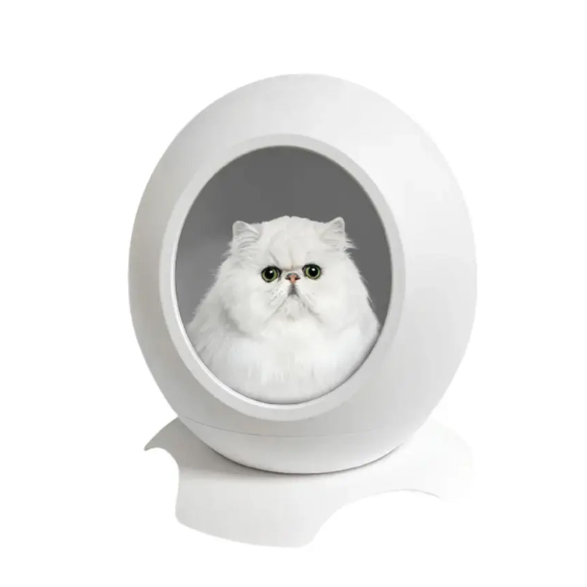 SHAW Pătuț Smart cu funcții de încălzire, aplicație mobilă, reglare temperatură și muzică, căsuța rotundă pisici, PVC, alb, 43x45.5x43cm - poza 2
