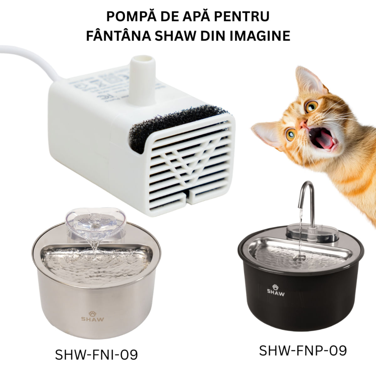 SHAW Pompă Shaw Fantană Smart Inox, pompă fântână pisici, 1buc - poza 1