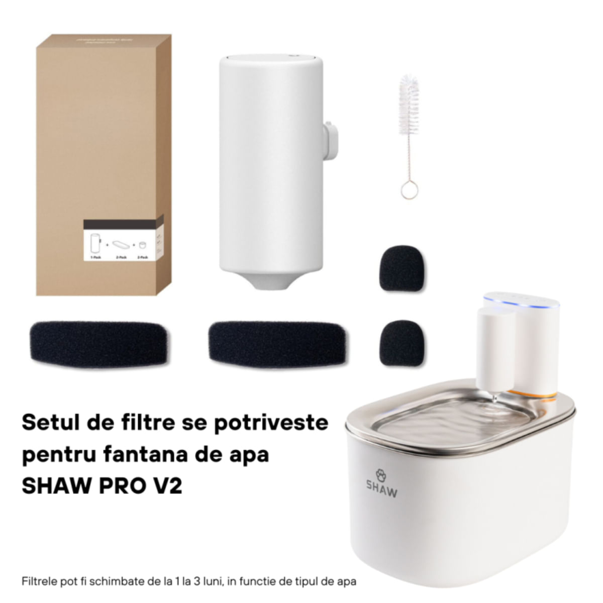 SHAW Smart PRO V2, filtre fântână, alb și negru, 1buc - poza 2