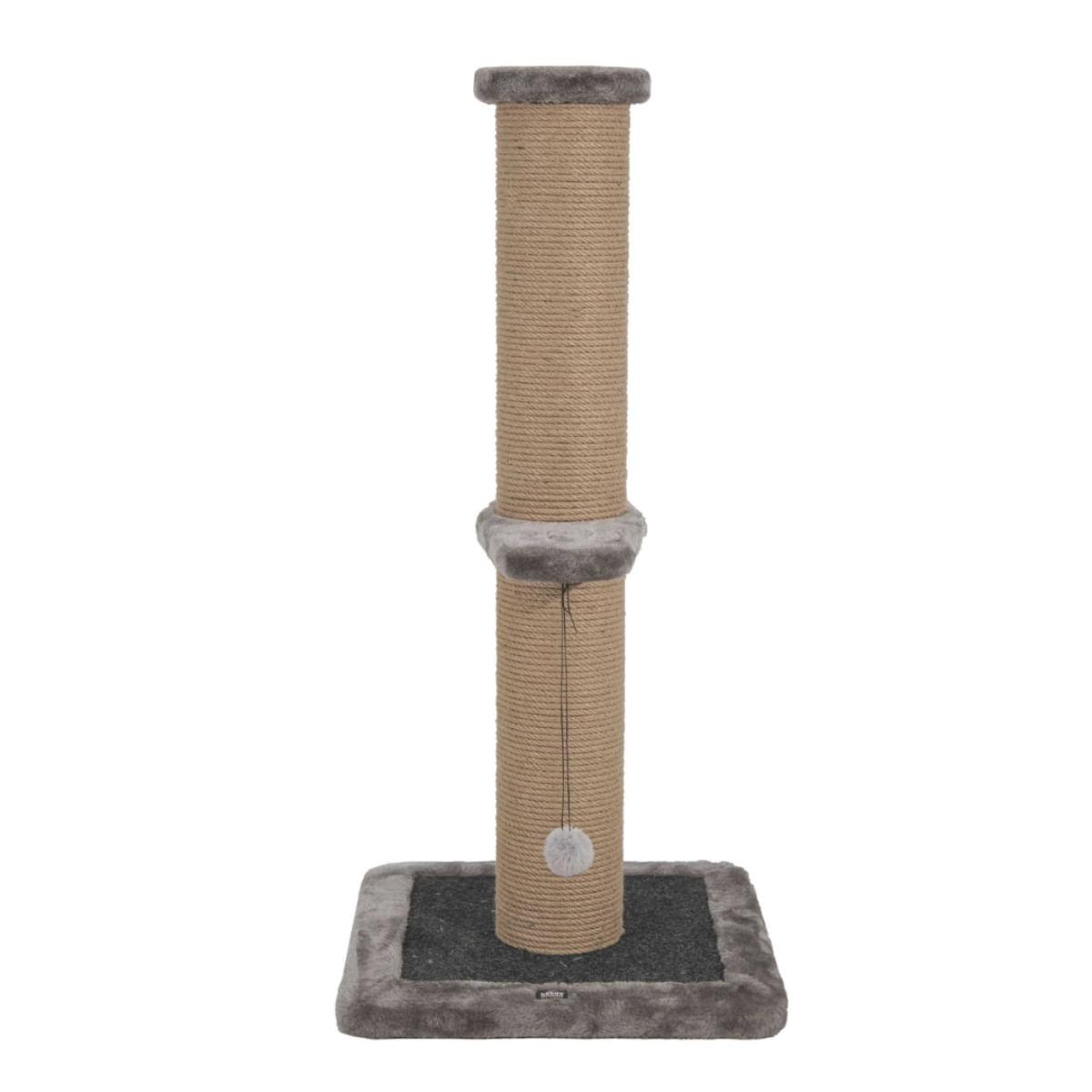 SHAW, stâlp de zgâriat cilindric pisici, 1 etaj, MDF și sisal, elemente atârnate, gri, 42x42x86cm - poza 2