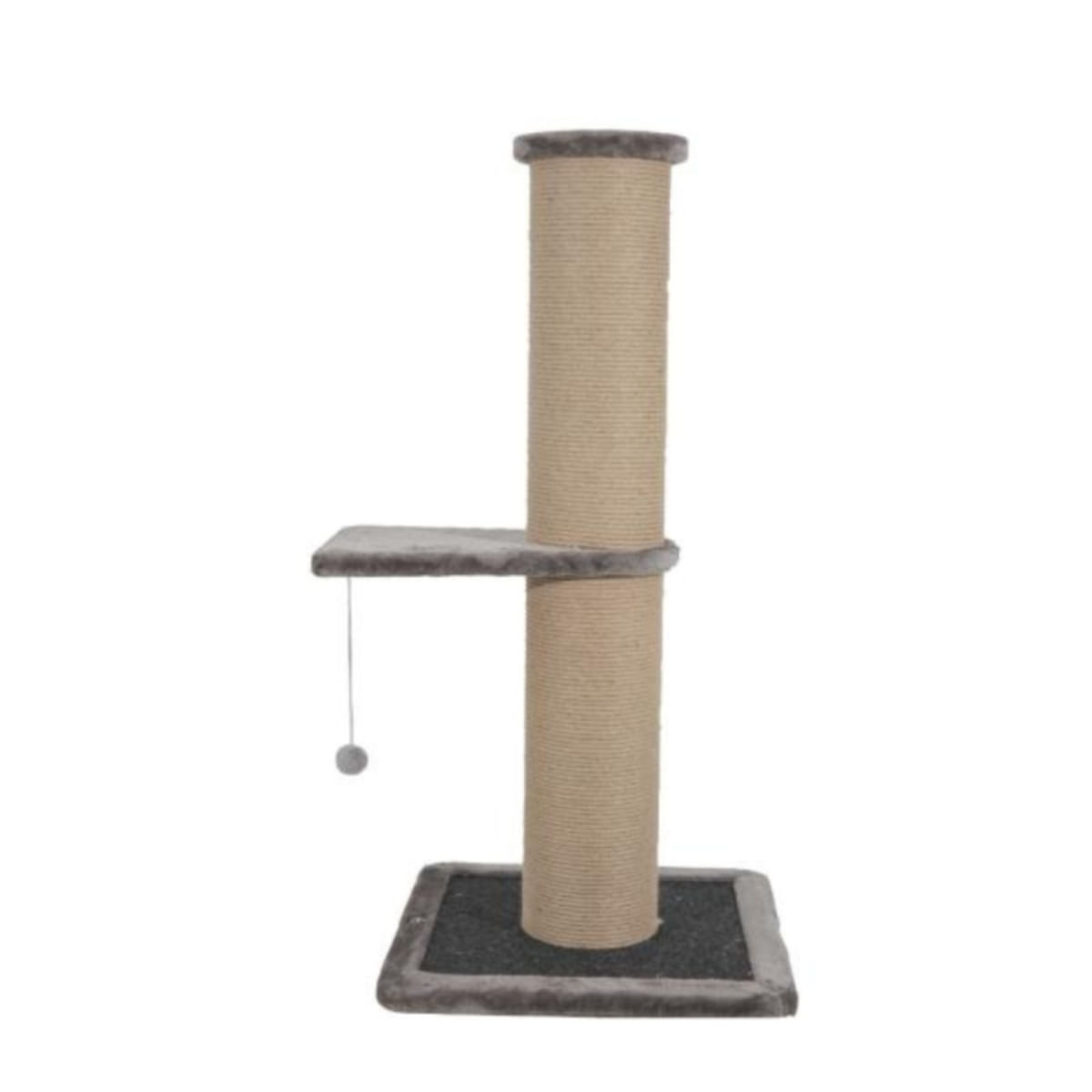 SHAW, stâlp de zgâriat cilindric pisici, 1 etaj, MDF și sisal, elemente de zgâriat, elemente atârnate, gri, 50x50x106cm - poza 1