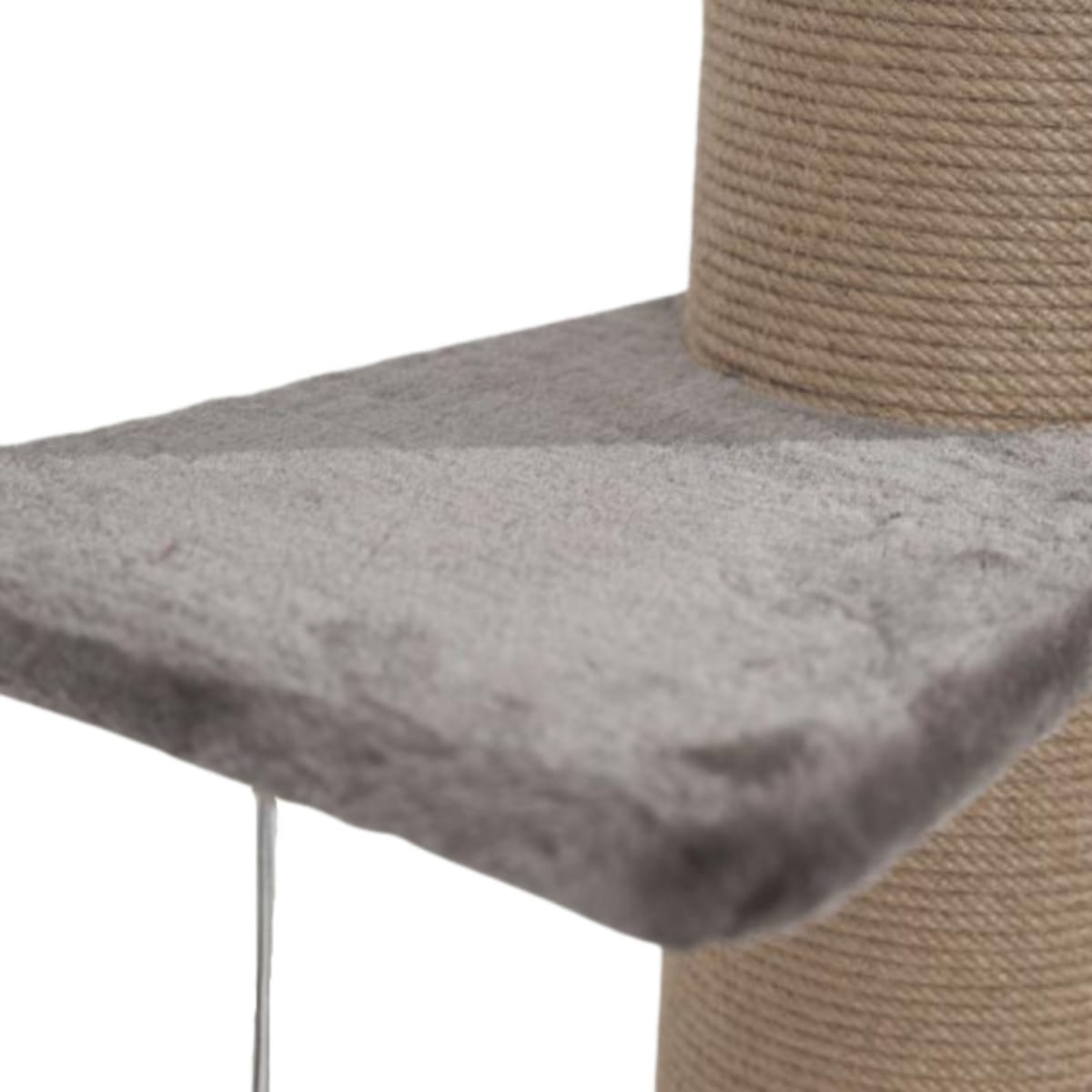 SHAW, stâlp de zgâriat cilindric pisici, 1 etaj, MDF și sisal, elemente de zgâriat, elemente atârnate, gri, 50x50x106cm - poza 3
