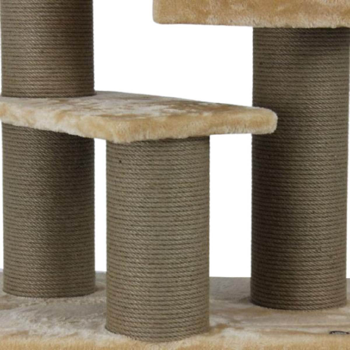 SHAW Toulouse, ansamblu de joacă pisici, 3 etaje, 1 căsuța, MDF și pluș, elemente de zgâriat, bej, 70x70x120cm - poza 5