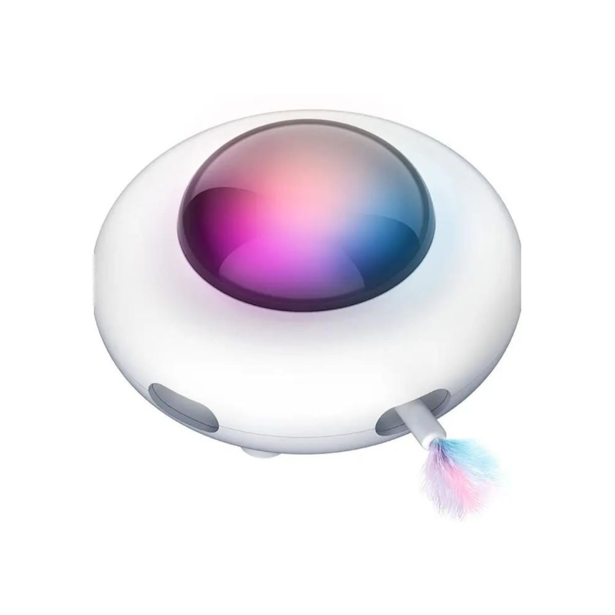 SHAW UFO electronic cu incarcare USB, jucărie interactivă pisici, inteligente, luminos, plastic, alb 15.6x9.2cm, 1buc - poza 1