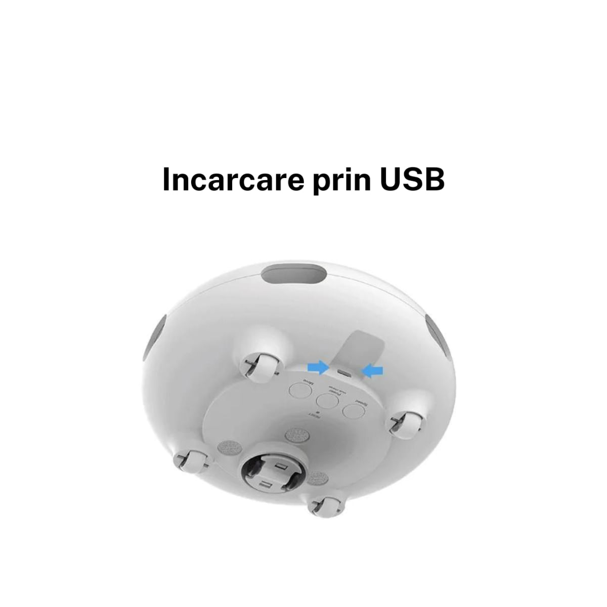 SHAW UFO electronic cu incarcare USB, jucărie interactivă pisici, inteligente, luminos, plastic, alb 15.6x9.2cm, 1buc - poza 5