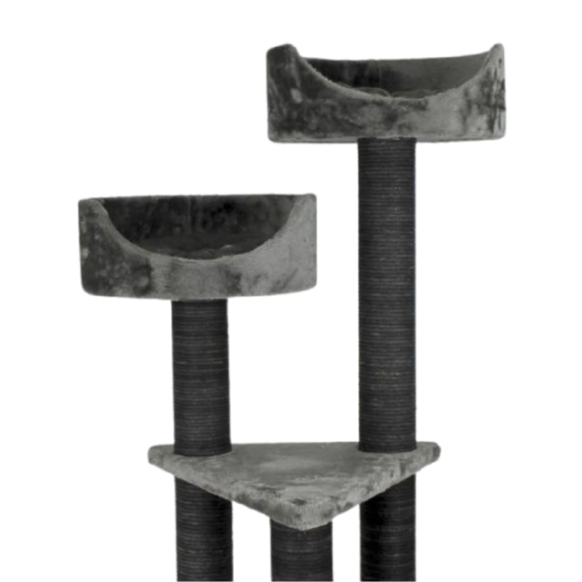 SHAW Warsaw, ansamblu de joacă pisici, 3 etaje, 1 căsuța, MDF și pluș, elemente de zgâriat, gri, 65x80x130cm - poza 3