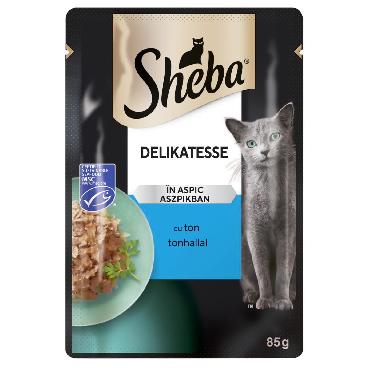SHEBA Delicatese, Ton, plic hrană umedă pisici, (în aspic), bax, 85g x 28buc - poza 1