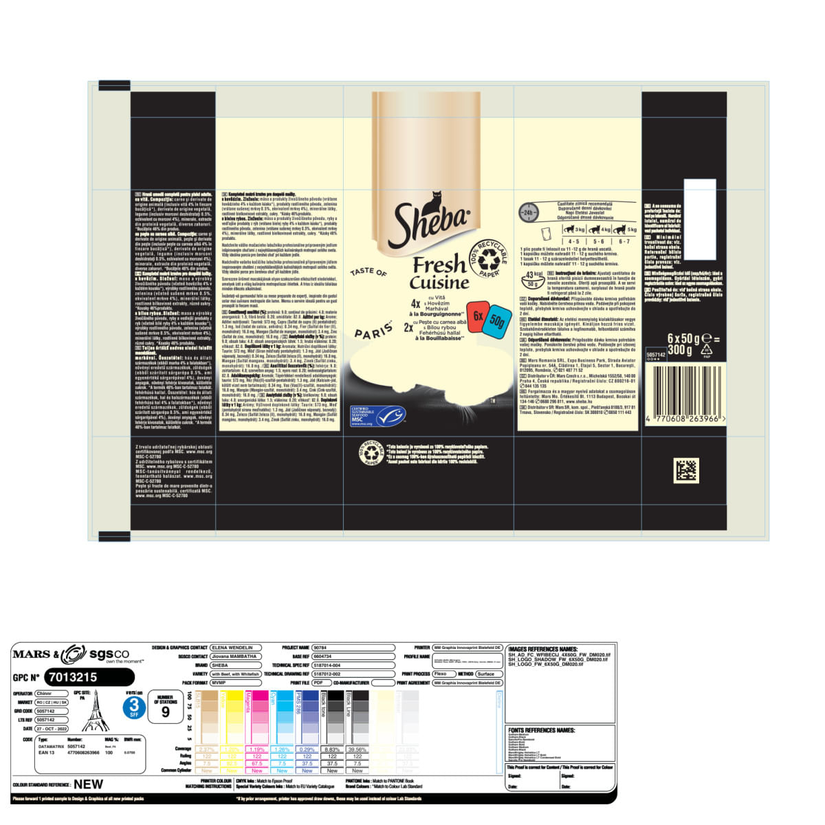 SHEBA Fresh Cuisine Taste of Paris, Vită și Pește, plic hrană umedă pisici, (în supă), multipack, 50g x 6buc - poza 5