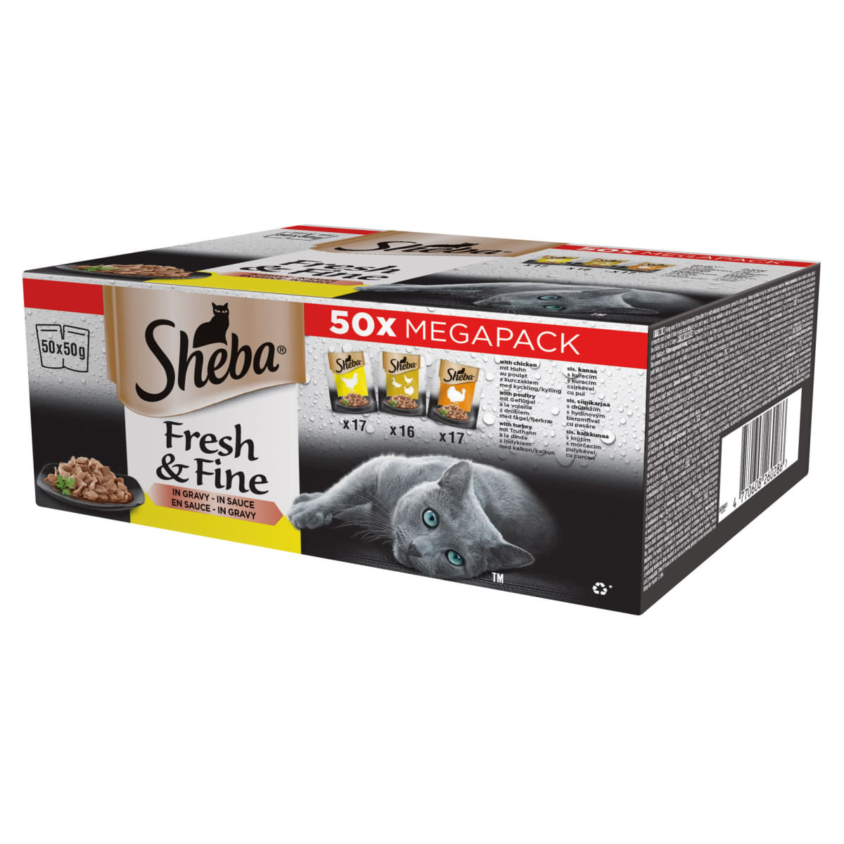 SHEBA Fresh & Fine Selectii, Pasăre, plic hrană umedă pisici, (în sos), multipack, 50g x 50buc - poza 1