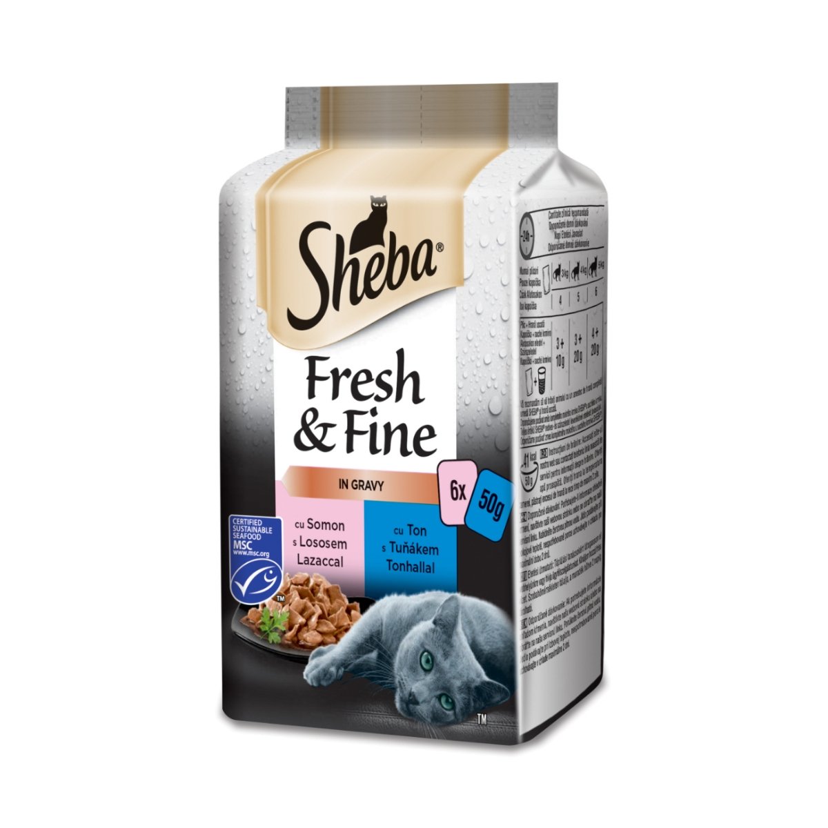 SHEBA Fresh & Fine Selectii, Pește, plic hrană umedă pisici, (în sos), multipack, 50g x 6buc - poza 2