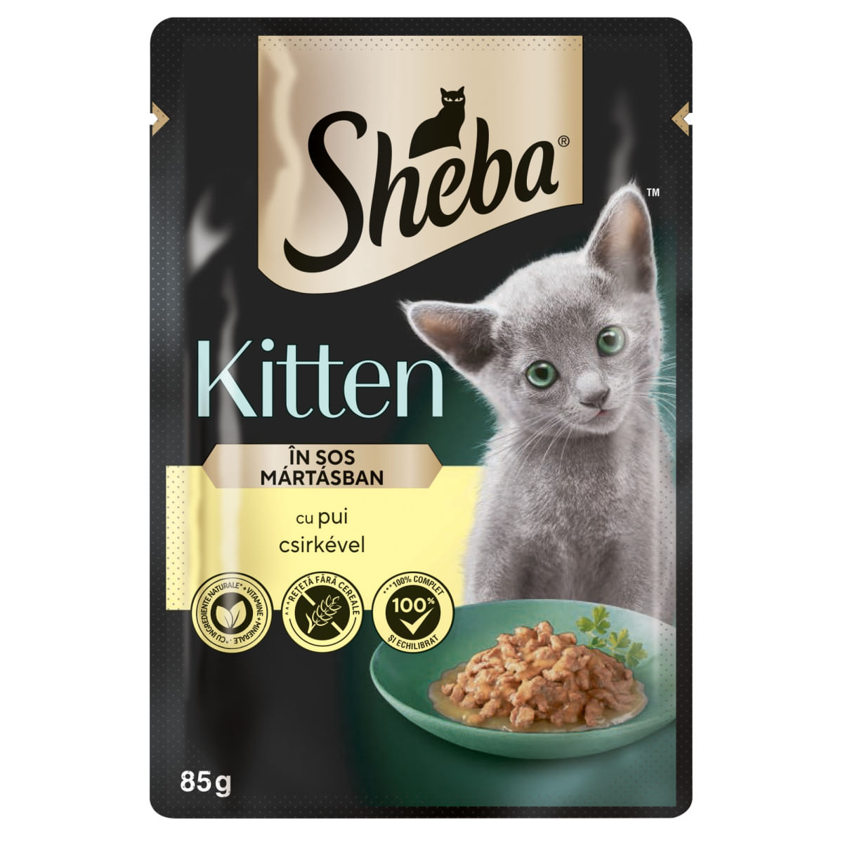 SHEBA Kitten, Pui, plic hrană umedă pisici junior, (în sos), bax, 85g x 28buc - poza 2