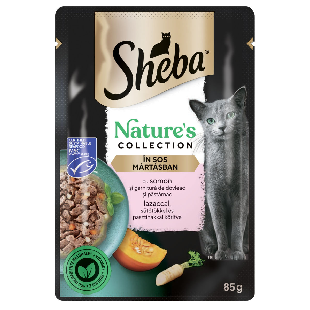 SHEBA Nature's Collection, Somon, plic hrană umedă fără cereale pisici, (în sos), bax, 85g x 28buc - poza 1