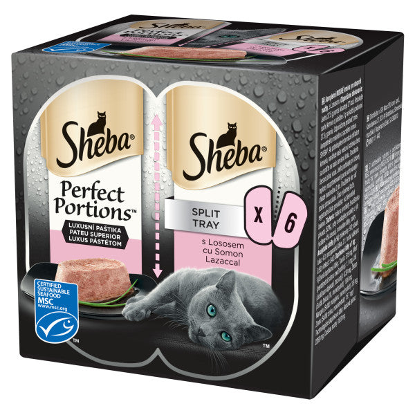Sheba Perfect Portions hrana umeda pentru pisici adulte, cu somon in bucata 6 x 37,5g 6 x 37.5g