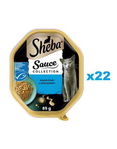 SHEBA Sauce Collection ton in sos 22x85 g hrana umeda completa pentru pisici adulte