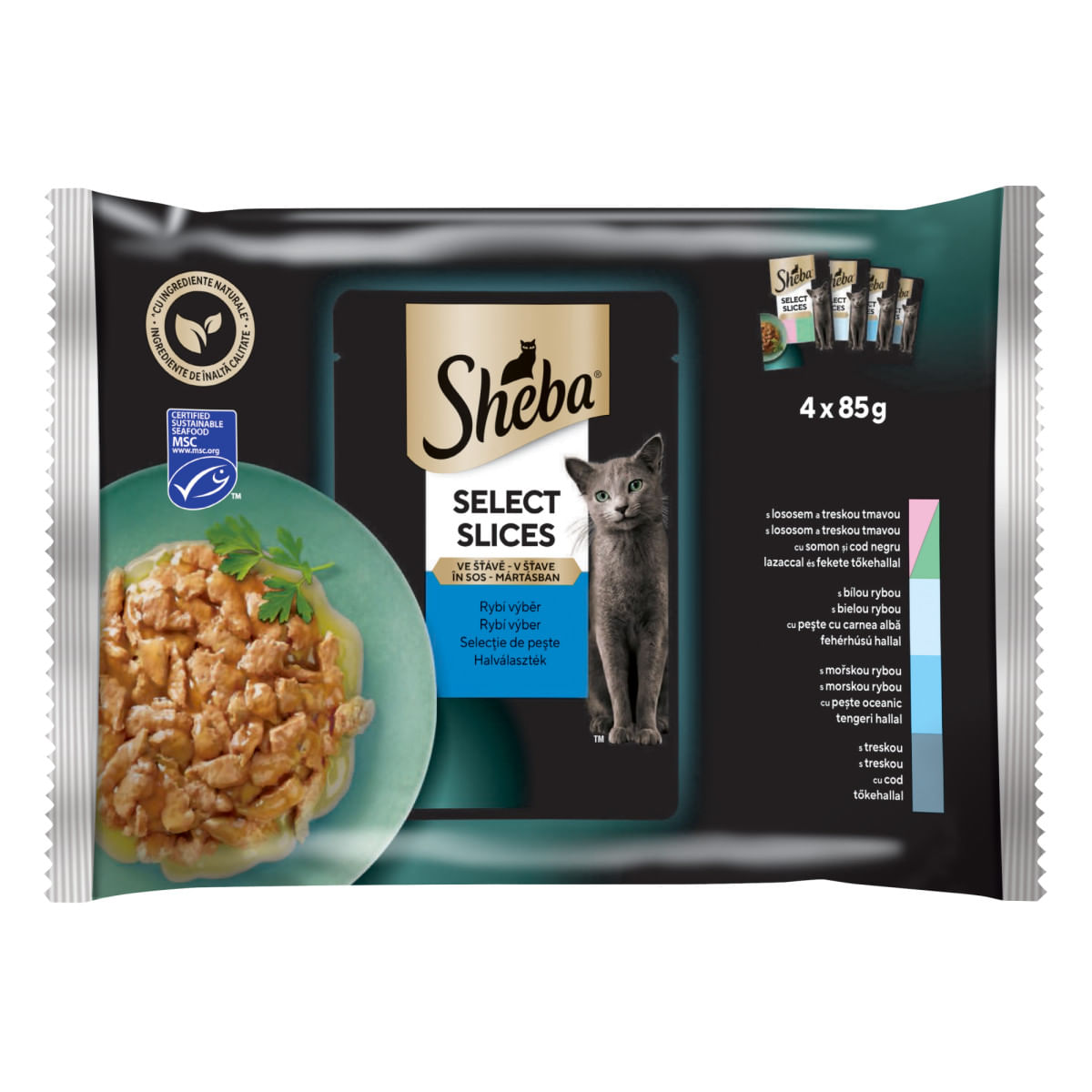 SHEBA Select Slices, Pește, plic hrană umedă pisici, (în sos), multipack, 85g x 4buc - poza 2