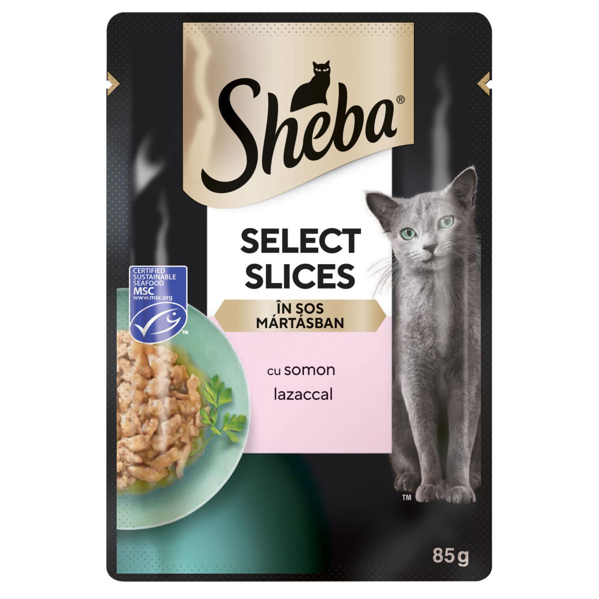 SHEBA Select Slices, Somon, plic hrană umedă pisici, (în sos), 85g - poza 4