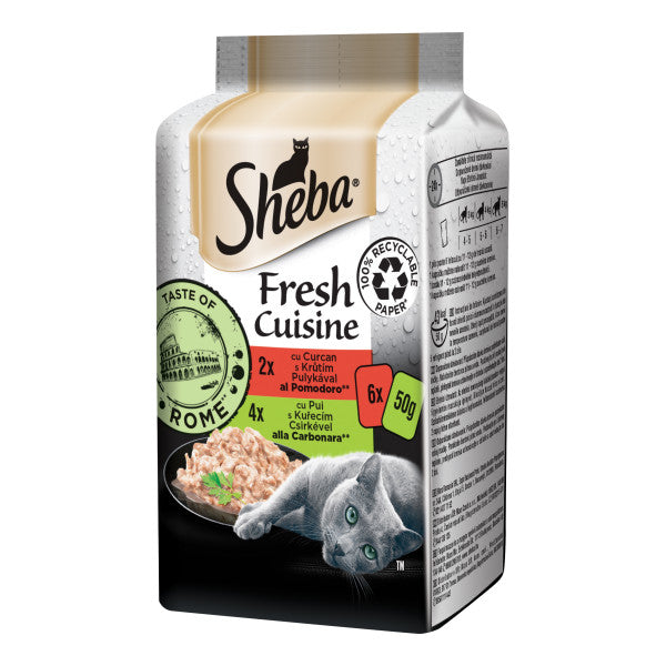 Sheba Taste of Rome hrana umeda pentru pisici adulte, cu curcan si cu pui 6 x 50g 6 x 50g