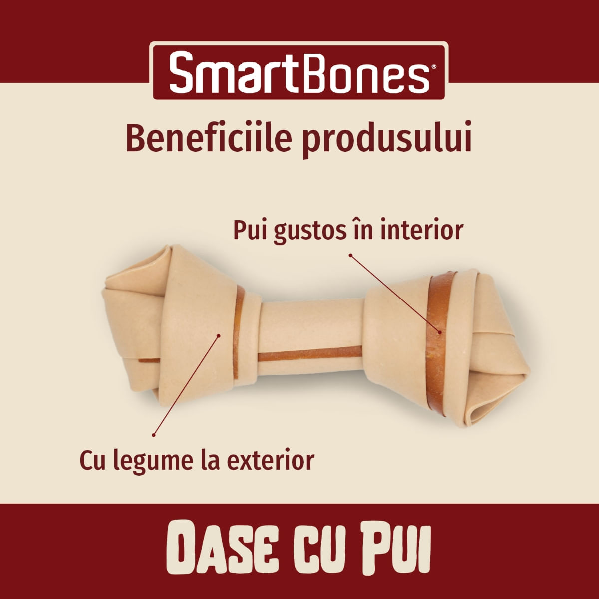 SMARTBONES Classics Chicken Bone Large, recompense câini, Os aromat Pui - poza 4