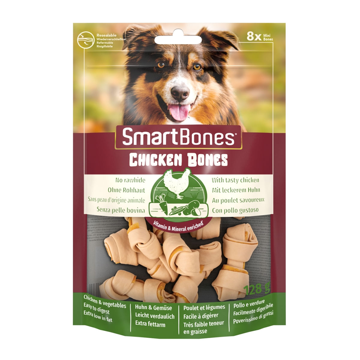 SMARTBONES Classics Chicken Bones Mini, recompense câini, Oase aromate Pui, 8buc - poza 1