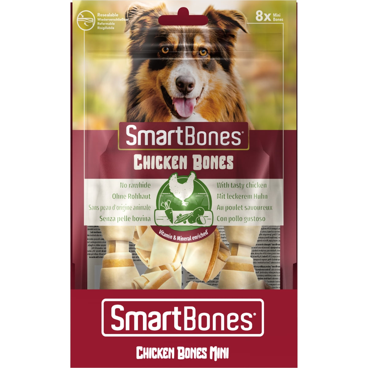 SMARTBONES Classics Chicken Bones Mini, recompense câini, Oase aromate Pui, 8buc - poza 2