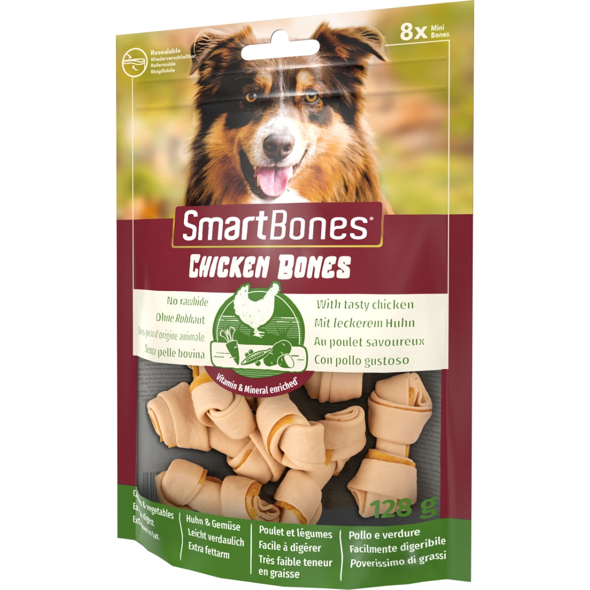 SMARTBONES Classics Chicken Bones Mini, recompense câini, Oase aromate Pui, 8buc - poza 3