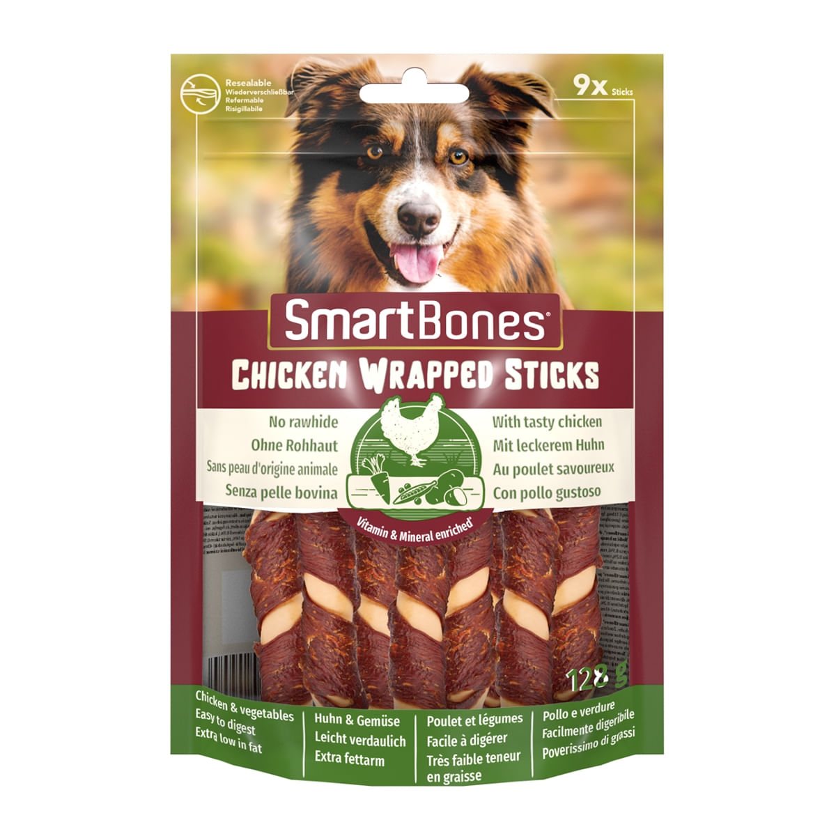 SMARTBONES Classics Chicken Warpped Sticks Mini, recompense câini, Batoane Pui, 9buc - poza 1