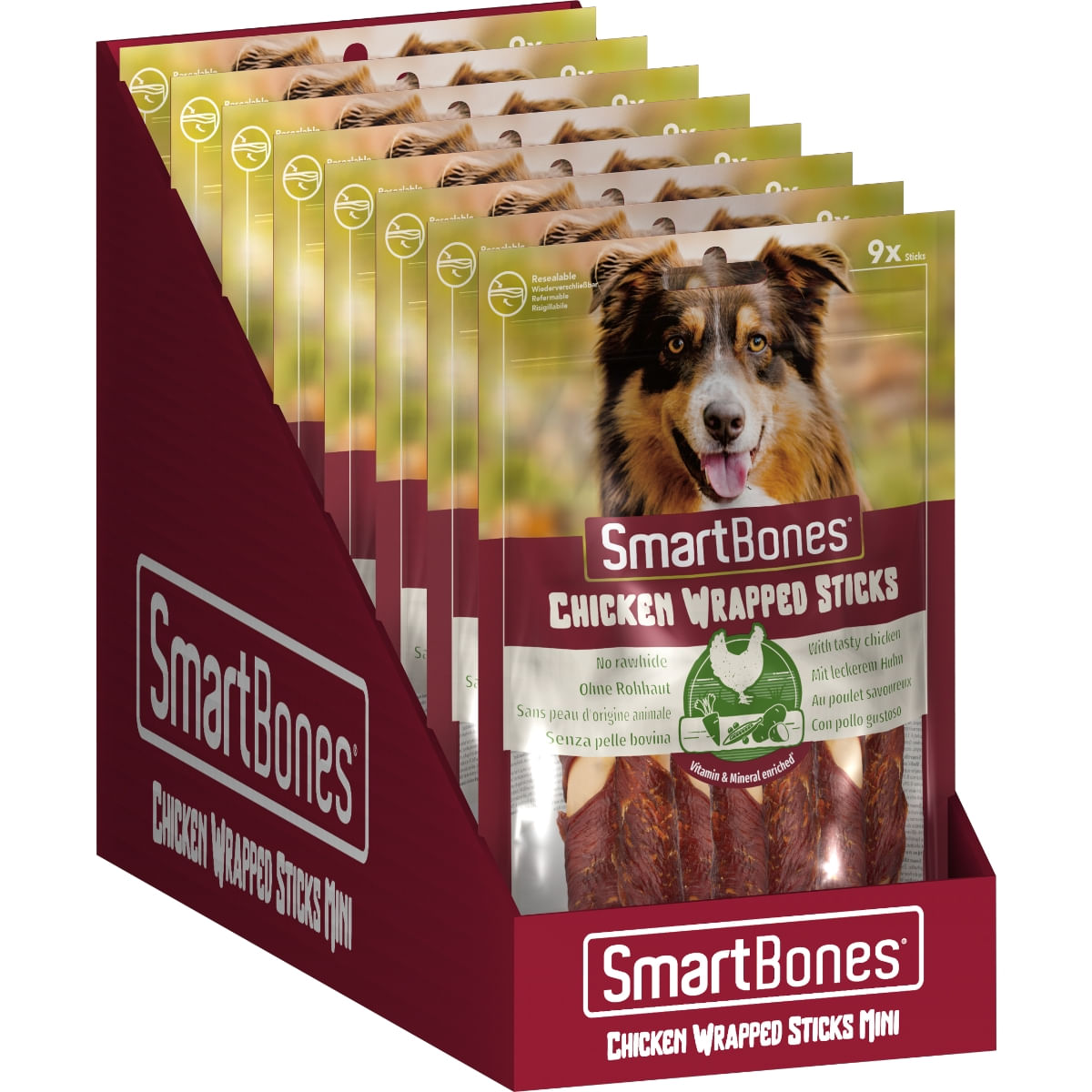 SMARTBONES Classics Chicken Warpped Sticks Mini, recompense câini, Batoane Pui, 9buc - poza 2