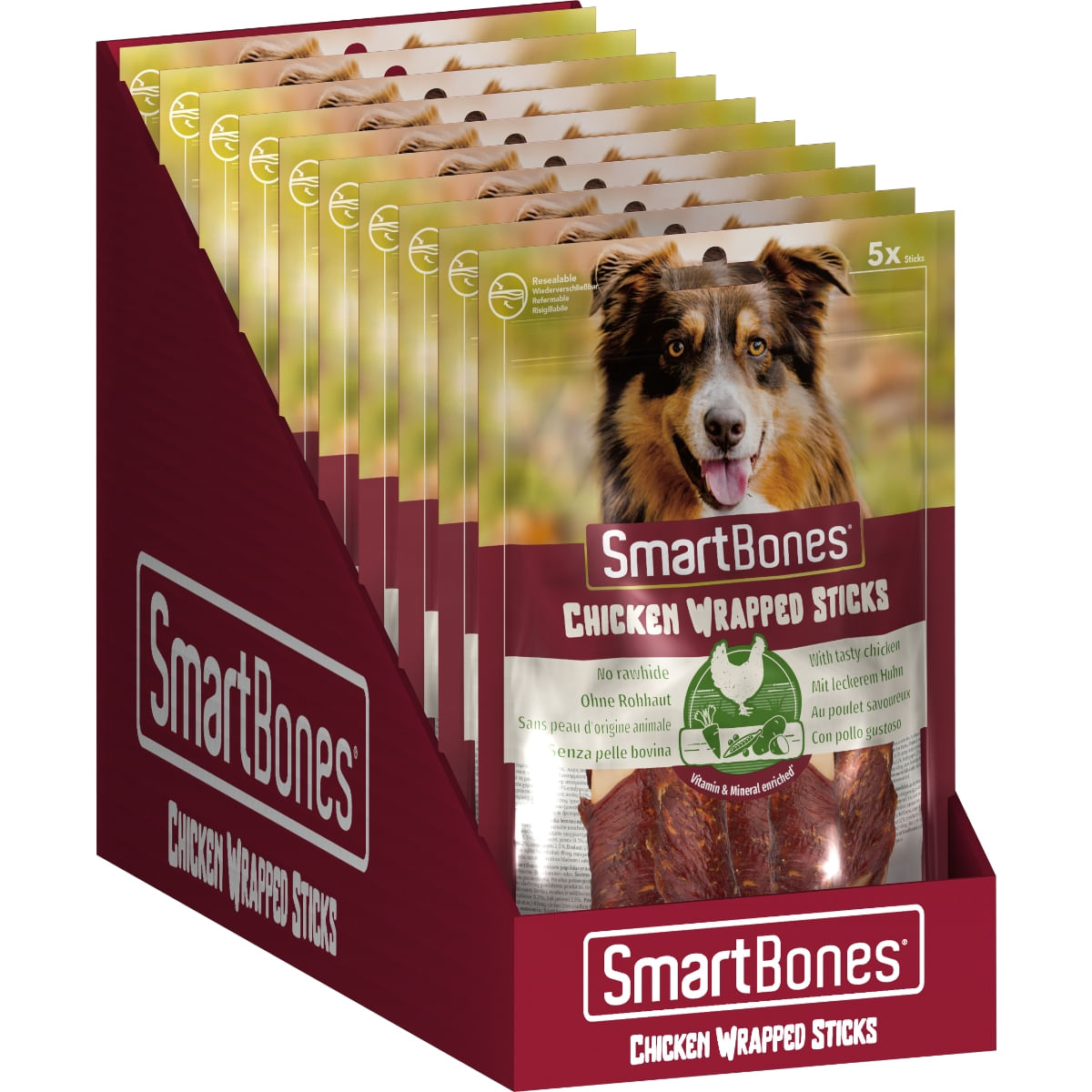 SMARTBONES Classics Chicken Warpped Sticks Mini, recompense câini, Batoane Pui SMARTBONES Classics Chicken Warpped Sticks, recompense câini, Batoane Pui, 5buc - poza 4
