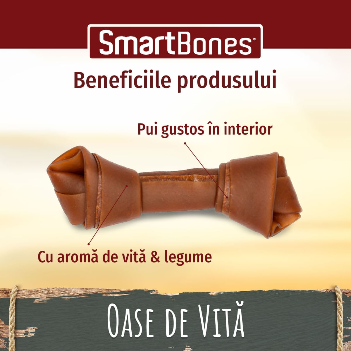 SMARTBONES Flavours Beef Bones Medium, recompense câini, Oase aromate Vita, 2buc - poza 5
